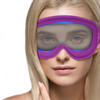 woman wearing violet Finvizo 3D contoured sleep mask with deep eye cups