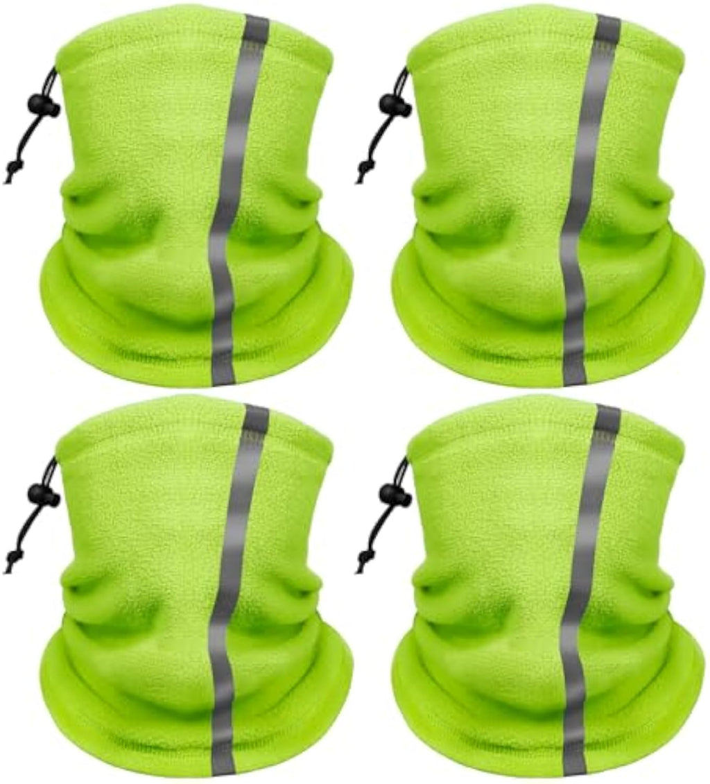 Finvizo hi-vis reflective neck gaiter worn by runner on dark morning road