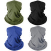 Finvizo cooling neck gaiter worn by trail runner on dusty sunny trail