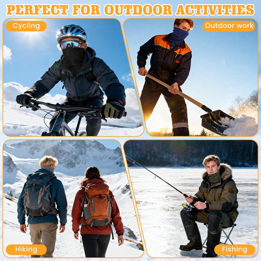 Workers outdoors wearing Finvizo fleece neck gaiters in winter