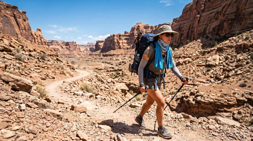 Finvizo cooling towel for hiking in extreme desert heat - summer heat survival gear 100 degrees