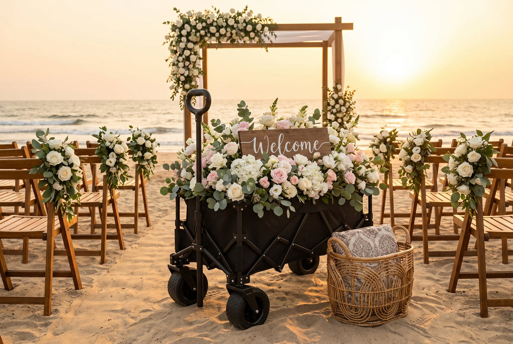 Finvizo 460lbs Folding Wagon for beach wedding setup - wagon for wedding decor transport" loading="lazy"