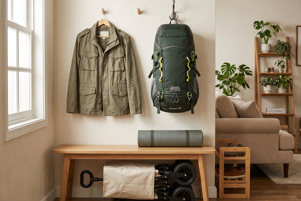 Finvizo compact folding wagon for small-apartment gear station - store camping gear small apartment