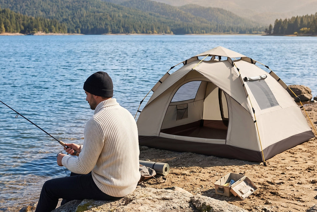 Finvizo pop-up tent used across multiple camping scenes