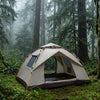 Finvizo waterproof tent pitched in a misty moss-covered rainforest campground at dawn - camping pacific northwest rain