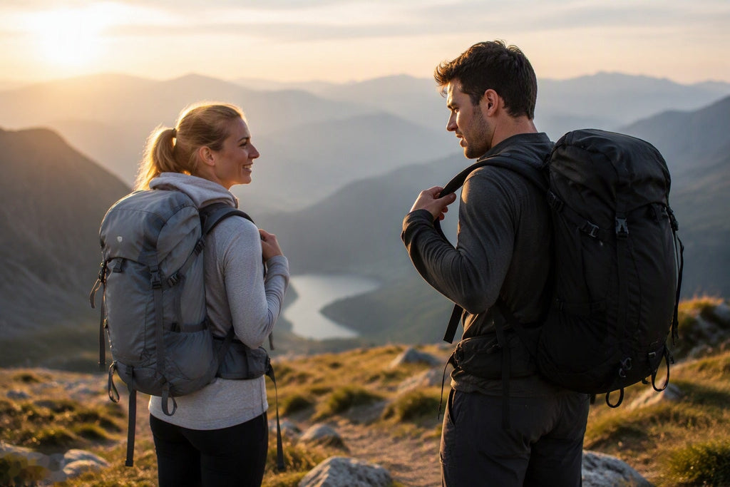 Finvizo Backpack Collection for hikers comparing fit and capacity on a mountain trail - backpack faq fit capacity weig