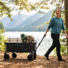 Finvizo 600lbs Folding Wagon hauling cooler on beach - carry cooler without back pain