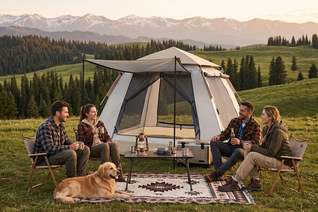 Finvizo 6-8 Person Instant Cabin Tent at a group campsite - large tent