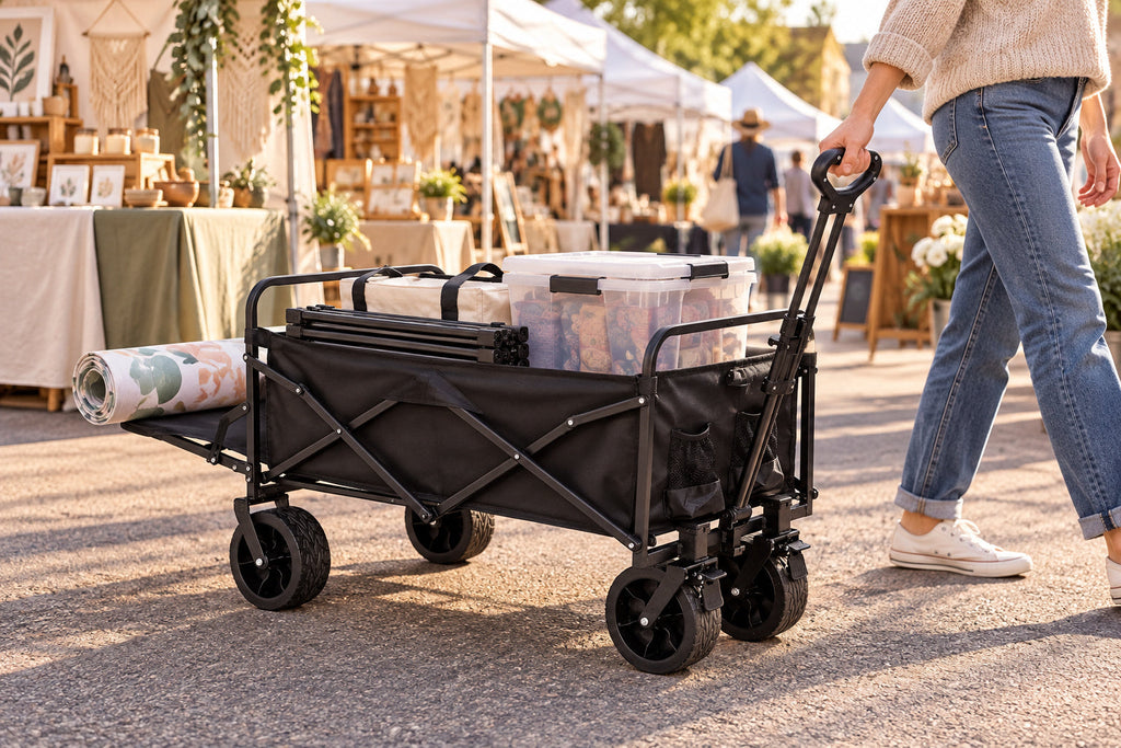 Finvizo folding wagon for vendor setup - craft fair wagon