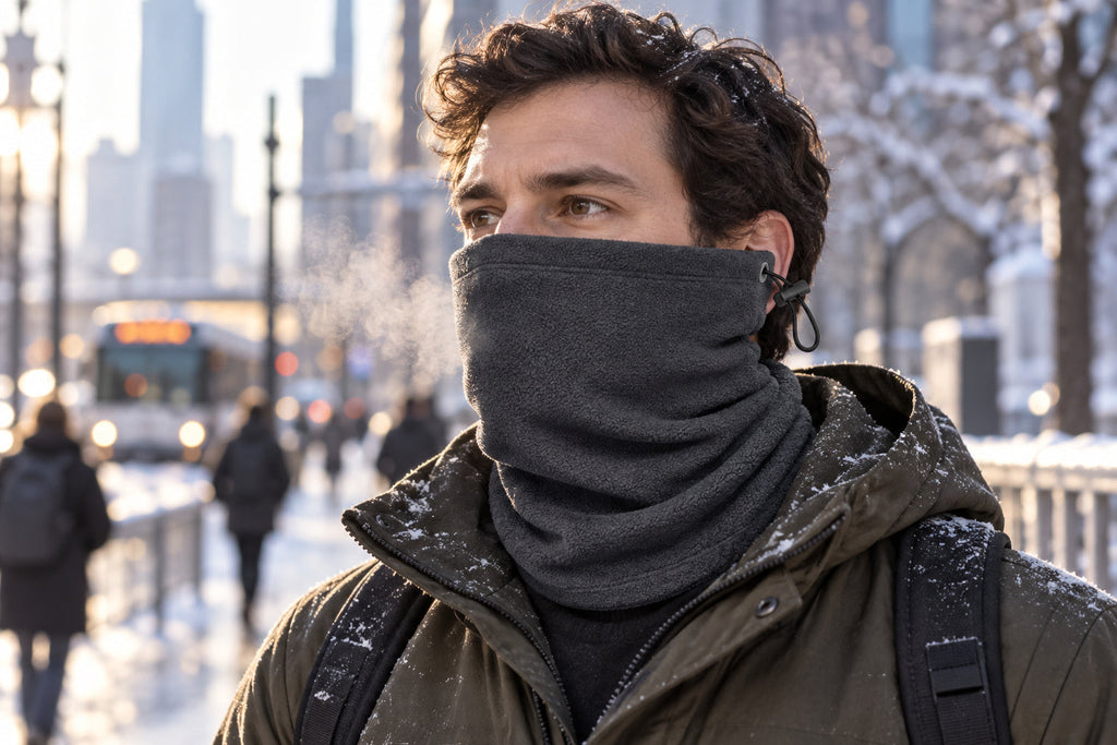 Finvizo adjustable winter commuter face cover - fleece neck gaiter