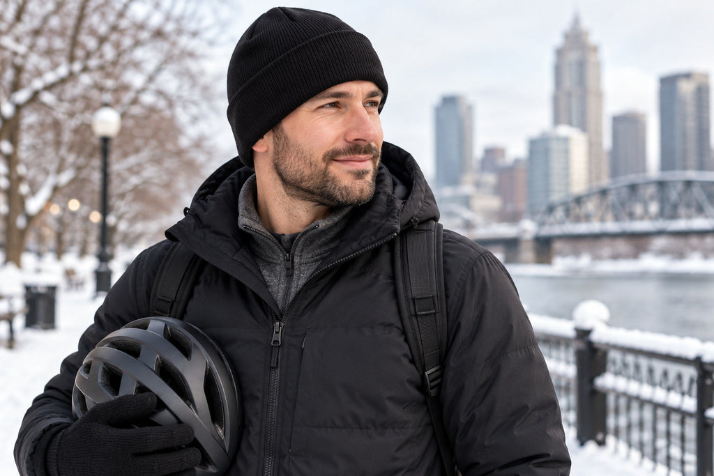 Finvizo cuffed knit beanie for helmet-free winter warmth - skull caps for men