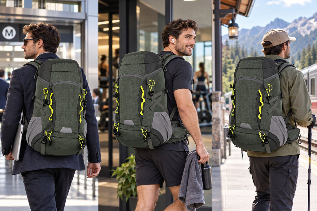 Finvizo 50L Camping Backpack for work gym and weekend use - everyday backpack