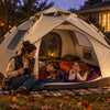 Finvizo pop up family tent for a fall night - backyard camping