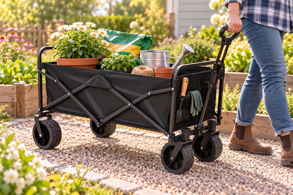 Finvizo complete wagon in a garden transport scene - garden cart wheels