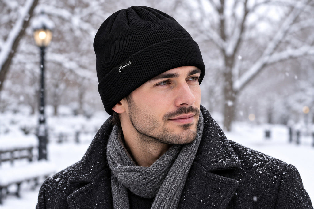 Finvizo Winter Beanie Hats 4-Pack for winter layering - wool beanie hat