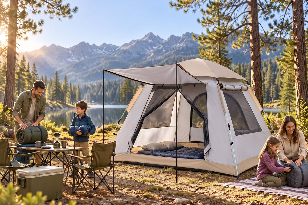 Finvizo large camping tent at a family campsite