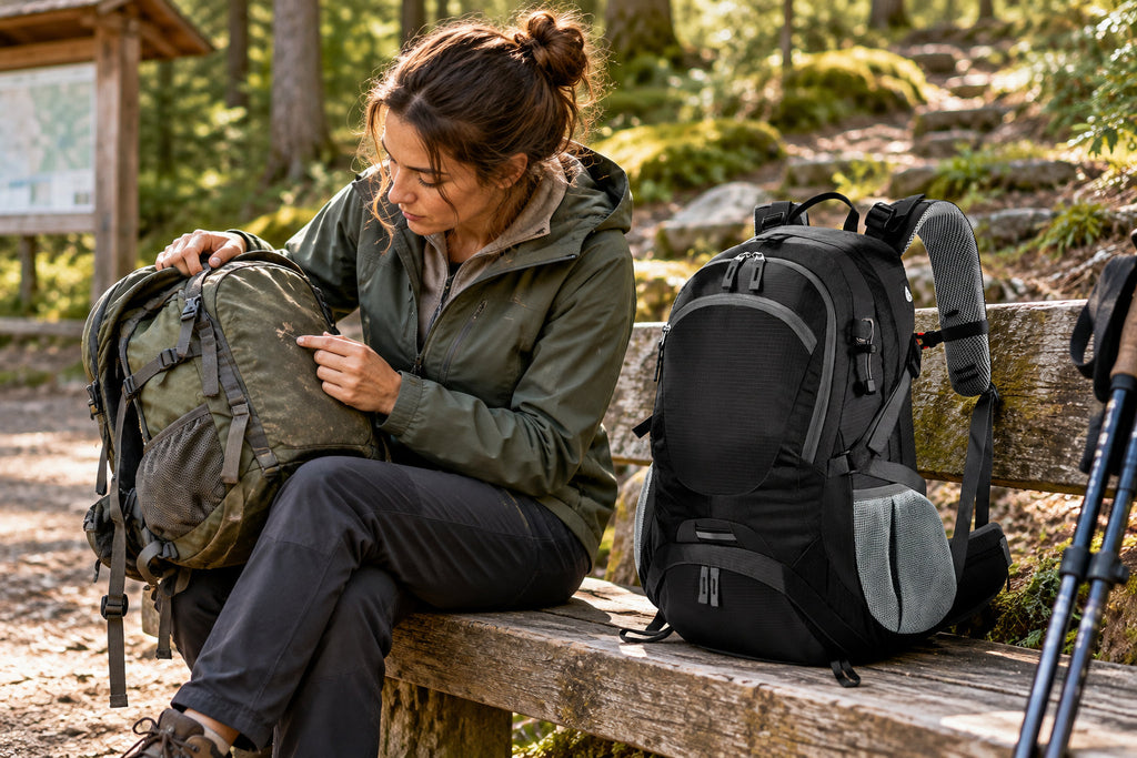 Finvizo 45L Airflow Hiking Backpack for trail inspection - damaged ripped backpack