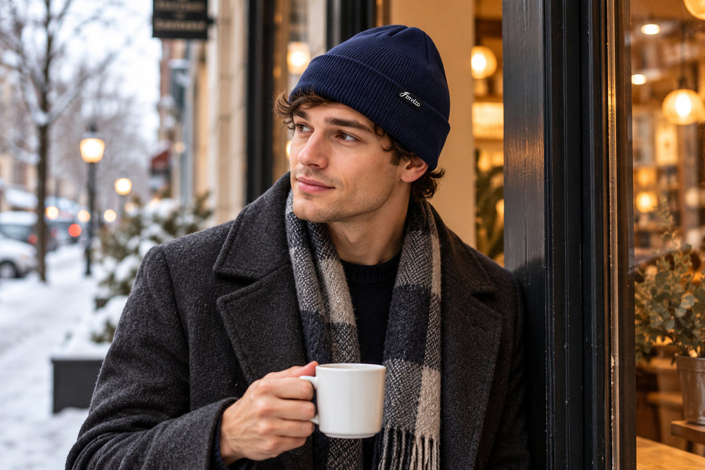 Finvizo Winter Beanie Hats 4-Pack for city commuting - wool fisherman beanie