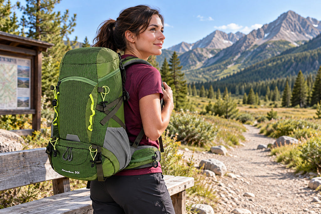 Finvizo 50L Camping Backpack for a nontechnical valley trailhead - mountaineering backpack
