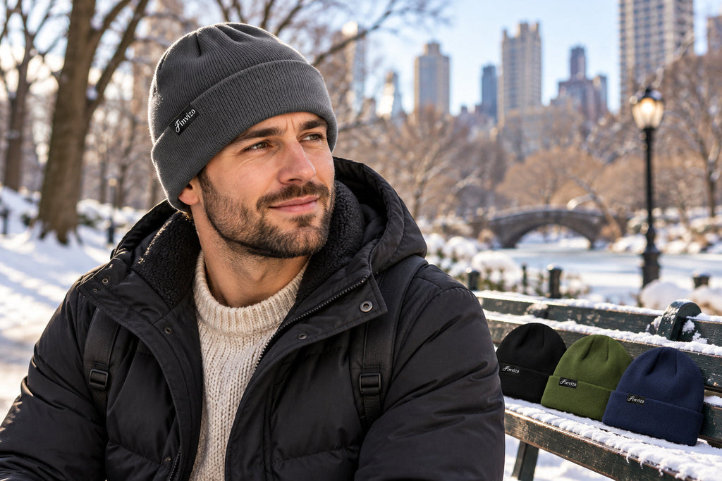 Finvizo cuffed knit hat for comfortable winter wear - beanie for a big head