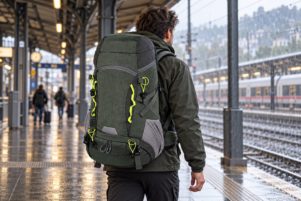 Finvizo 50L Camping Backpack for rainy station transfers - waterproof travel backpack