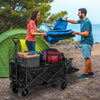 Finvizo folding wagon with tailgate loaded with camping gear at a family campsite