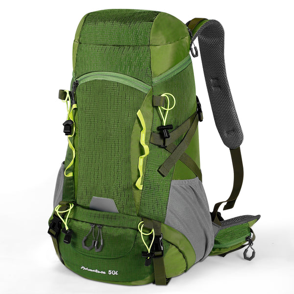 Finvizo 50L Camping Backpack with Rain Cover - Large Capacity Hiking Rucksack
