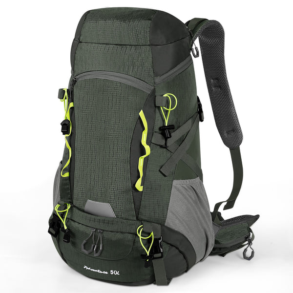Finvizo 50L Camping Backpack with Rain Cover - Large Capacity Hiking Rucksack