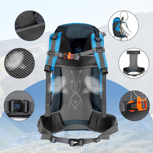 Finvizo 55L Internal Frame Backpack with Adjustable Suspension - Heavy-Duty Trekking Bag for Long Hikes