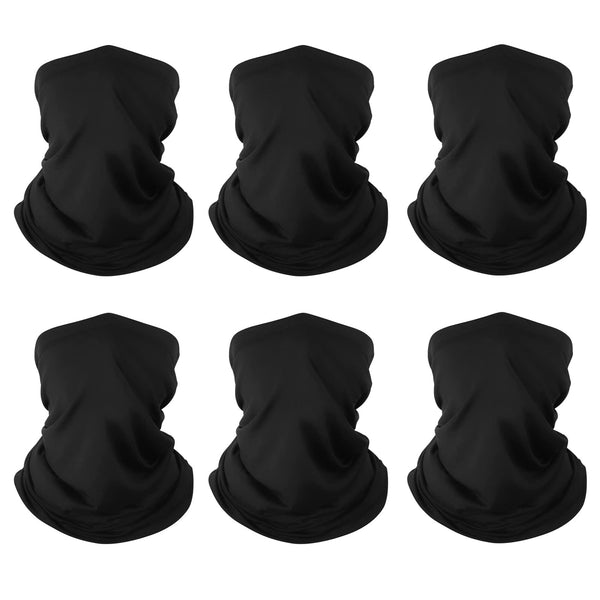 Finvizo 6-Pack Multi-Use Neck Gaiter Bandana | Stretchy Balaclava Face Scarf for Skiing & Running
