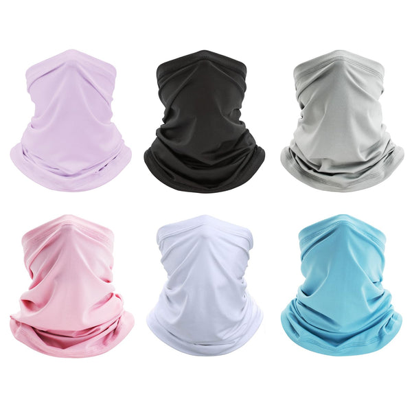 Finvizo 6-Pack Multi-Use Neck Gaiter Bandana | Stretchy Balaclava Face Scarf for Skiing & Running