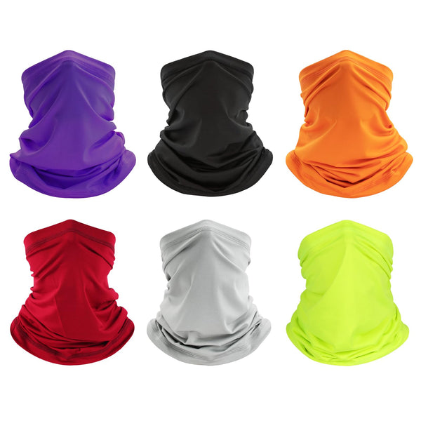 Finvizo 6-Pack Multi-Use Neck Gaiter Bandana | Stretchy Balaclava Face Scarf for Skiing & Running