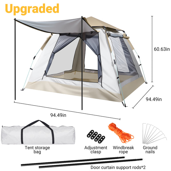 3-4/6-8 Person Instant Pop Up Camping Tent with Porch