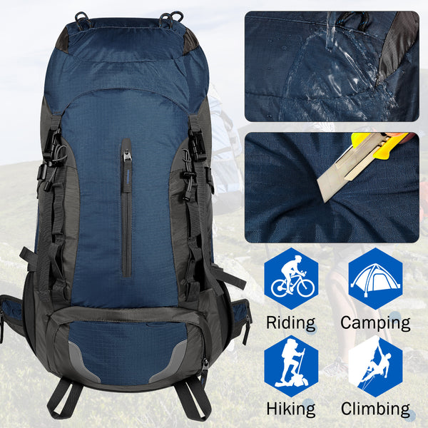 Finvizo 55L Internal Frame Backpack with Adjustable Suspension - Heavy-Duty Trekking Bag for Long Hikes