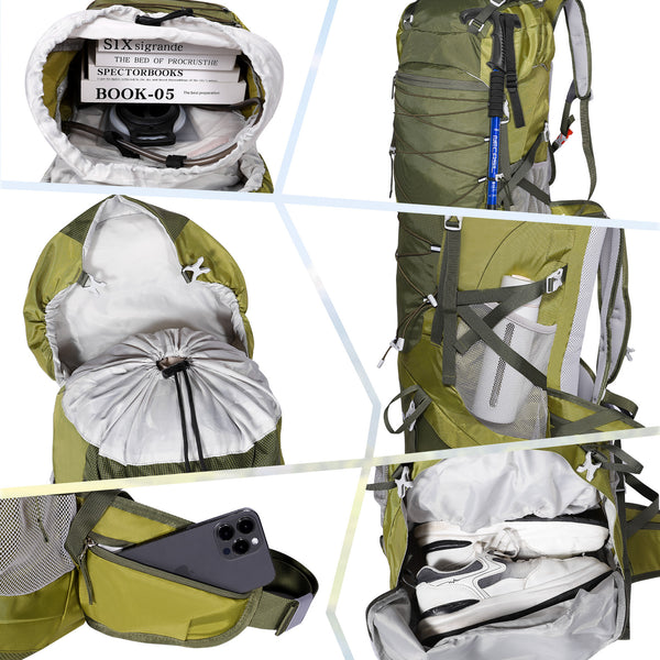 Finvizo 50L Ultralight Hiking Backpack with Rain Cover - Lightweight Foldable Travel Daypack