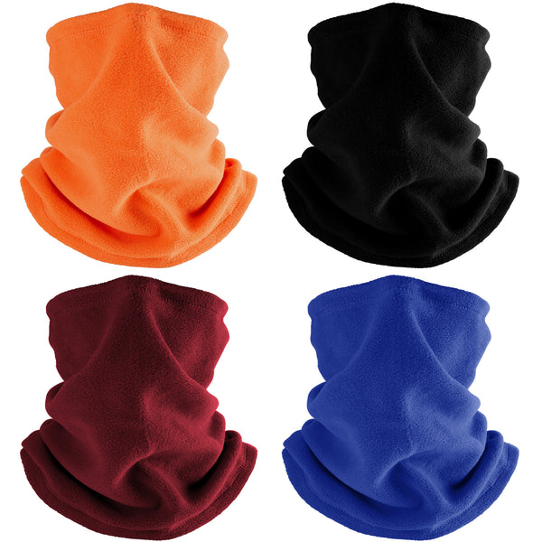 Finvizo Adjustable Winter Neck Warmer (4/6 Pack) | Fleece Ski Face Mask with Drawstring for Snowboard & Running