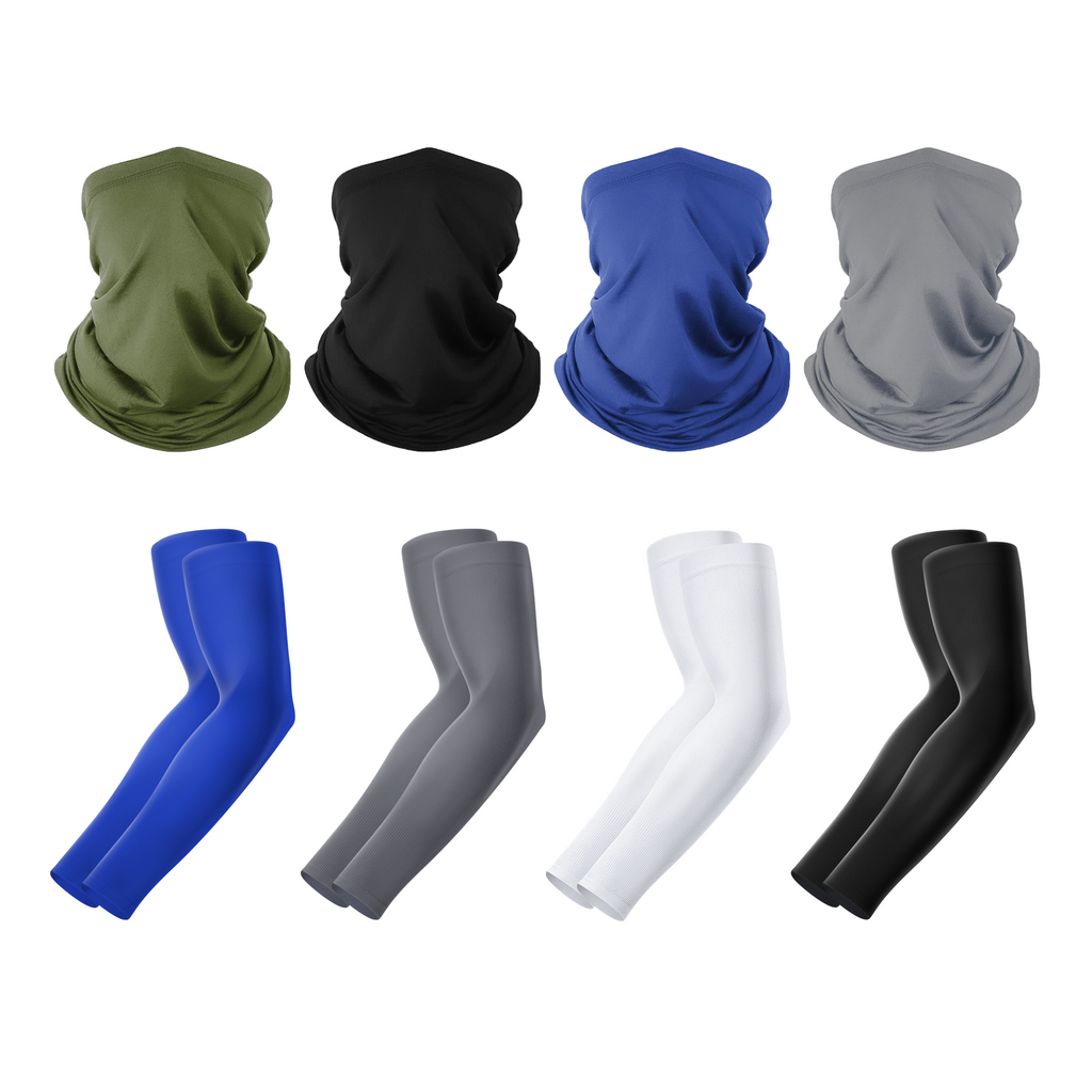 Finvizo cooling neck gaiter and arm sleeves set for summer sun protection