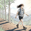 Athlete using Finvizo workout cooling towel during hot outdoor run on sunny trail