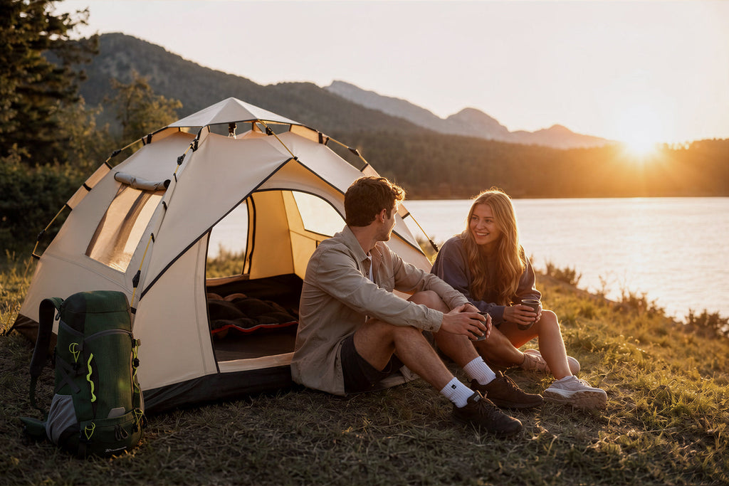 Finvizo 2-4 person pop-up camping tent for campsite setup - college student budget camping 100