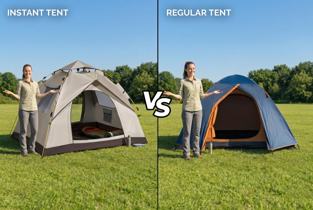 Finvizo instant tent vs traditional tent comparison for American campers outdoor setup" loading="lazy"