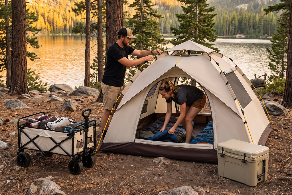Finvizo instant tent for first-time campers in a USA state park - camping for beginners first trip