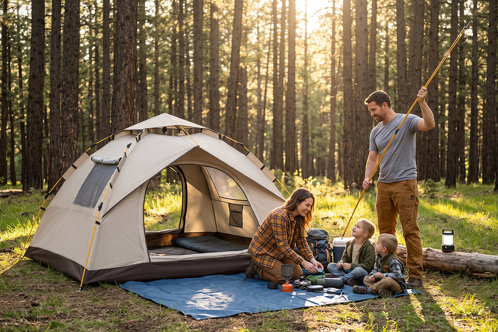 Finvizo pop-up tent for beginner family camping - camping for beginners first trip