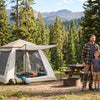 Finvizo Tent Collection for choose tent size family - 4-person tent spacious interior showing room divider and air mattress layout at campsite