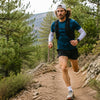Finvizo UV Arm Sleeves and 45L Backpack for trail runners on a mountain ridge in Utah - trail running safety gear pack light