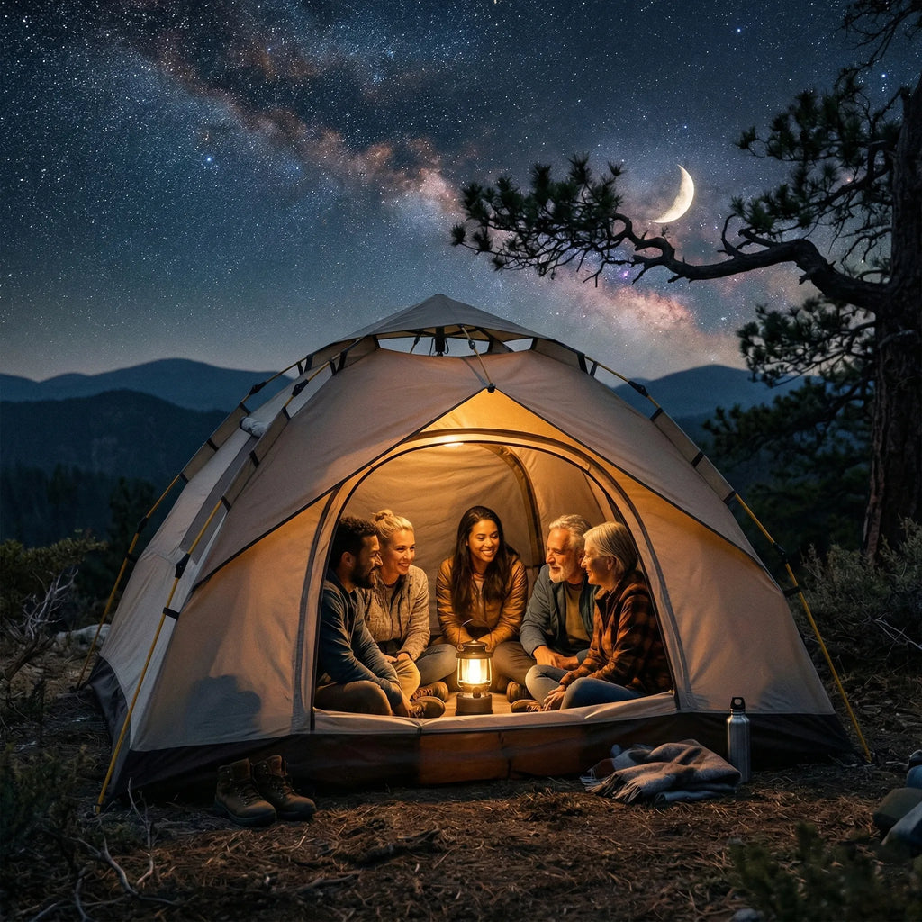 Finvizo tent for overnight camping under a starry night sky