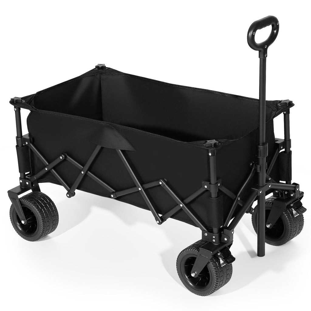 Finvizo space-efficient collapsible wagon cart 600 lbs in black, studio product view