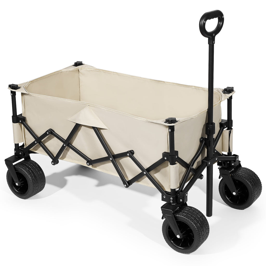 Khaki 600 lb collapsible manual wagon cart, a practical alternative to an electric wagon