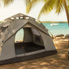 Finvizo tent at a Florida Keys tropical beach campsite with palm trees