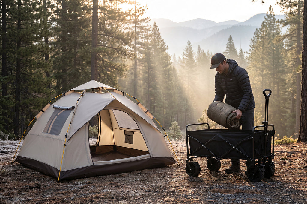 Finvizo camping tent setup at pristine wilderness campsite - leave no trace principles resp
