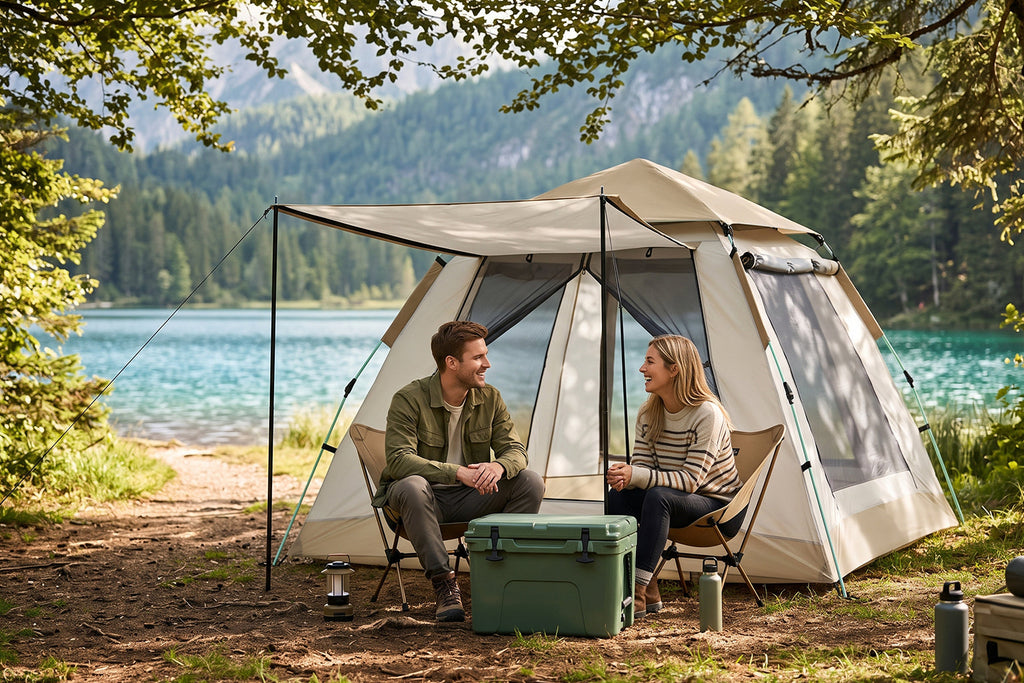 Finvizo Instant Cabin Tent with Porch for family camping - tent with screen porch